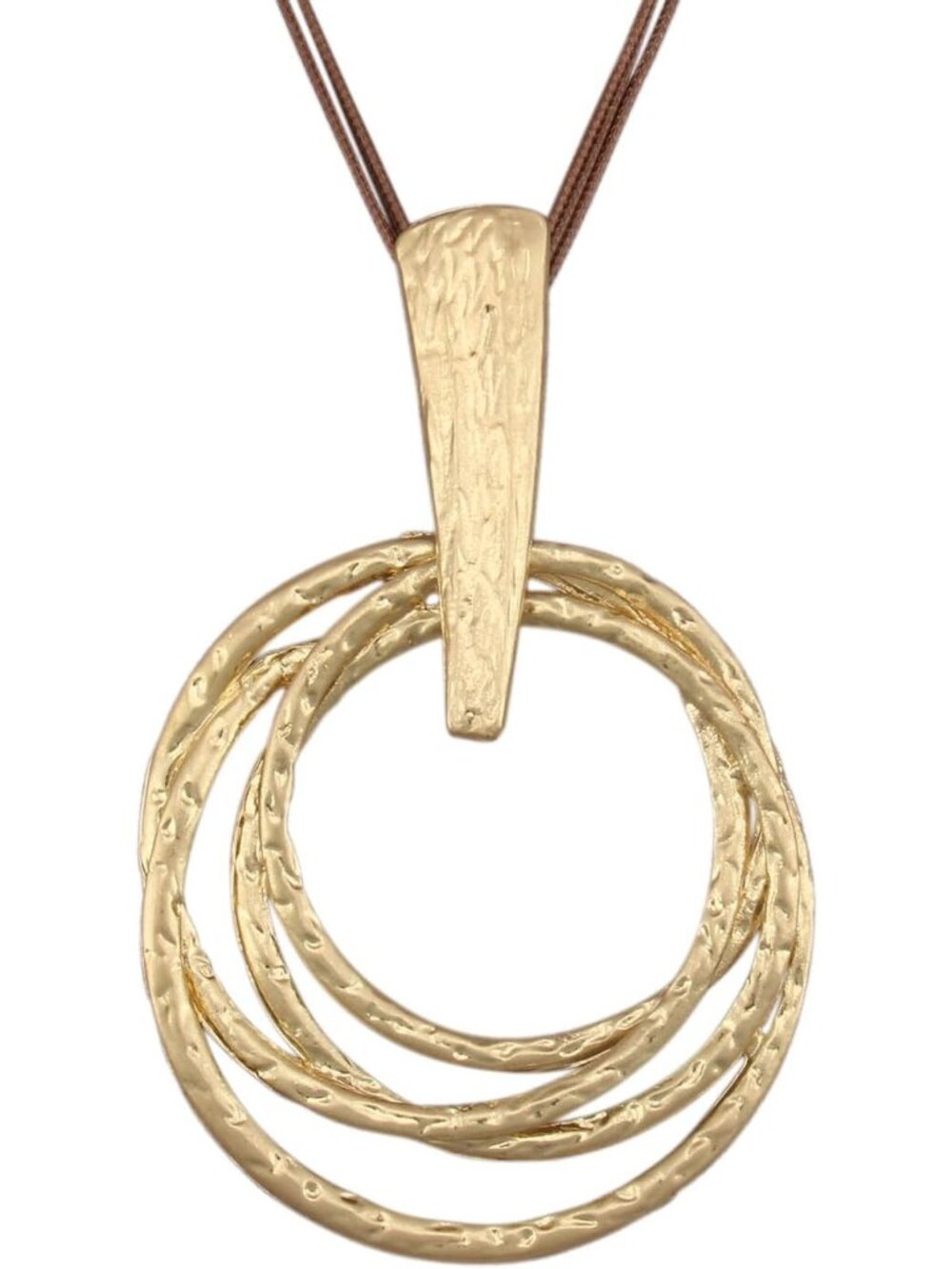 Women's Boho Gold Textured Multi Hoop Pendant Necklace Layered Ring Choker